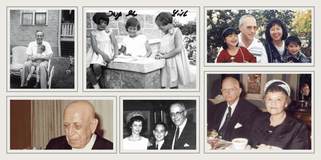 A collage of pictures of longtime Selfhelp Home supporters, Ilse Siegler and her family