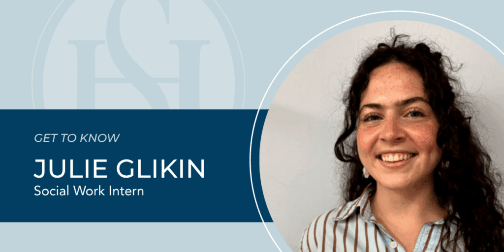 Julie Glikin headshot in a blue blog banner