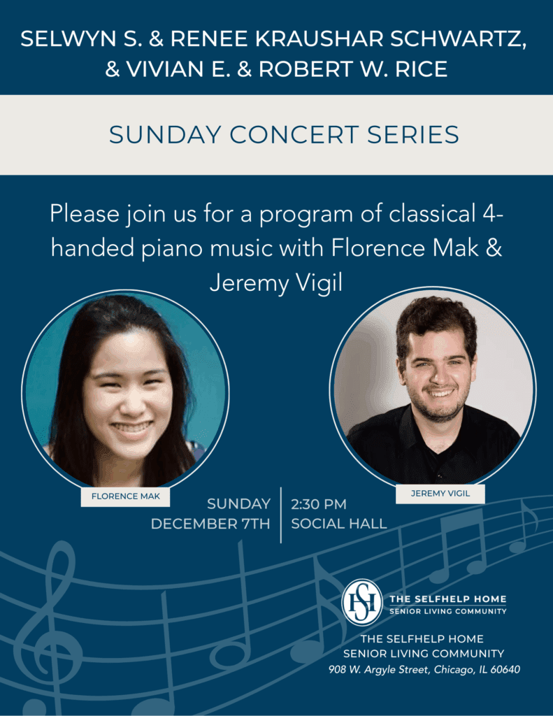 Flyer for piano concert featuring headshots of performers